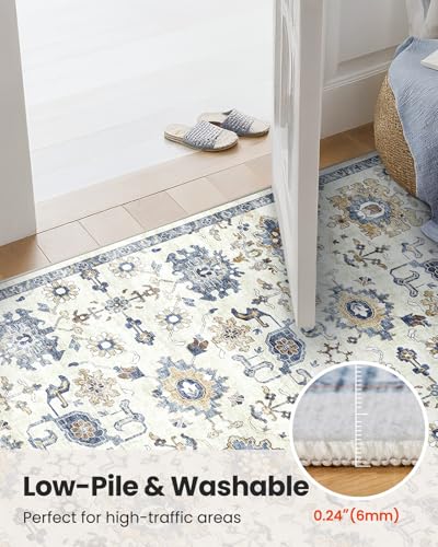 Amada 8x10 Washable Area Rug for Living Room (8' x 10' (Rectangular) / Blue/White)
