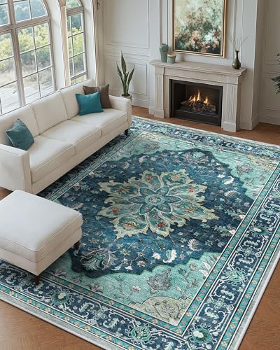 Washable Area Rug (Teal / 9' x 12' (Rectangular))