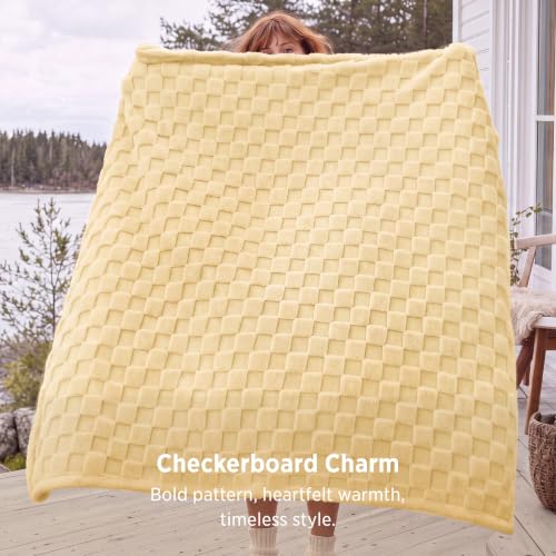 Checkered Soft Cozy Throw Blanket for Couch (Light Yellow / Throw (50" X 60"))