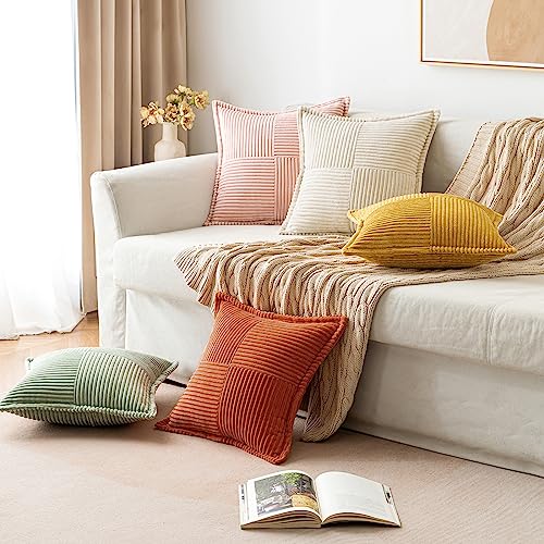 Fall Burnt Orange Decorative Throw Pillow Covers for Couch 18x18 in (Burnt Orange / 18" x 18" (Pack of 2))