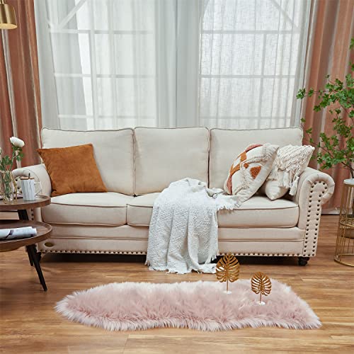 Ultra Soft Fluffy Shaggy Area Rug Faux Fur Rug Chair Cover Seat Pad Fuzzy Area Rug for Bedroom Floor Sofa Living Room (Pink / 2' x 4' (Sheepskin))