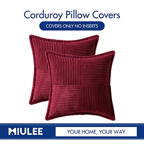Decorative Throw Pillow Covers for Couch 18x18 Inch Burgundy 2 Pack (Burgundy / 18" x 18" (Pack of 2))