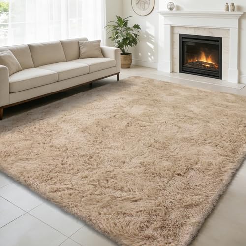 8x10 Fluffy Area Rugs for Living Room (Beige / 8' x 10' (Rectangular))