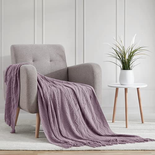 Light Lavender Throw Blanket 50x60Inch Knit Soft Throw Sofa Blanket (Light Lavender / 50"x60")