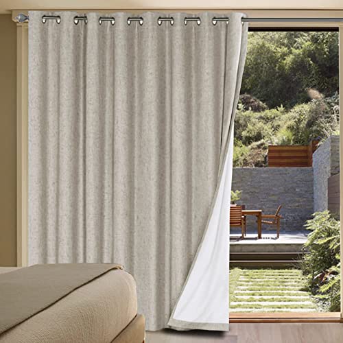 100% Blackout Linen Curtains 108" L Stone Grommet (Stone / 100"W x 108"L (Pack of 1))