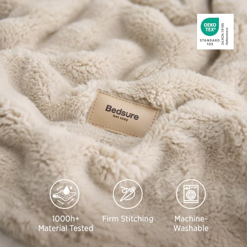 Cloud Bubble Fleece Queen Blanket for Bed (04 Beige / Queen (90" X 90"))