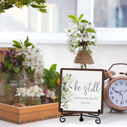 Be Still And Know That I Am God Table Sign (Be Still And Know That I Am God / Wooden Sign with Iron Stand)