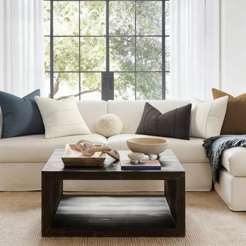 Textured Boucle Throw Pillow Covers 16x16 Pack of 2 (Ivory / 16" x 16" (Pack of 2))