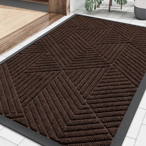 Front Door Mat Outside Entrance (Dark Brown / 35" X 23")