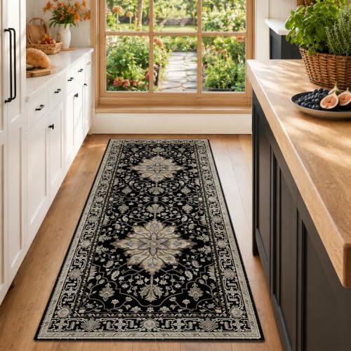 Washable Area Rug (Black/Neutral / 2' x 6' (Rectangular))