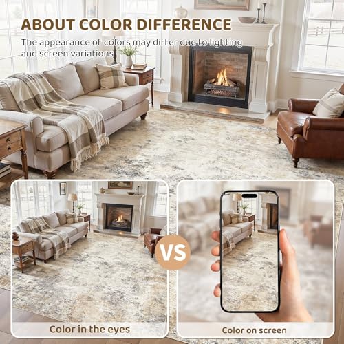 8x10 Area Rug Living Room Rugs (Golden Grey / 8' x 10' (Rectangular))