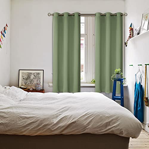 Grass Green Blackout Curtains for Bedroom 72 Inch Long (Grass Green / 42"W x 72"L (Pack of 2))