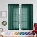 Hunter Green Sheer Curtain Drapes 54 Inch Length 2 Panels for Living Room (42"W x 54"L (Pack of 2) / Hunter Green)