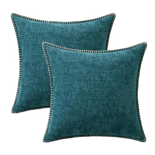 Decorative Couch Throw Pillow Covers 18x18 Inch Dark Teal 2 Pack (Dark Teal / 18" x 18" (Pack of 2))