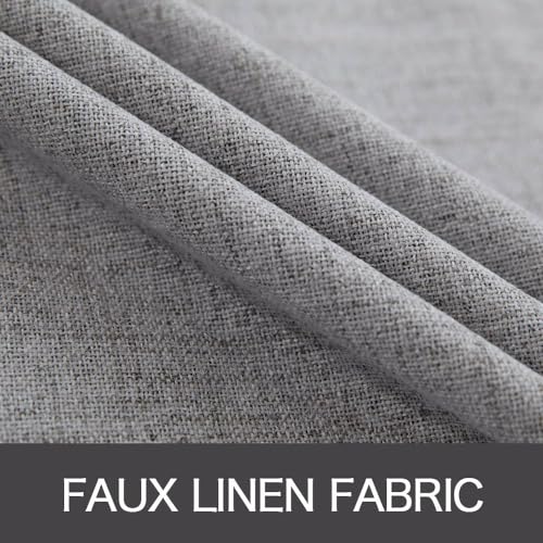100% Blackout Linen Curtains for Bedroom 42x84 Inches Grey (Grey / 42"W x 84"L (Pack of 2))