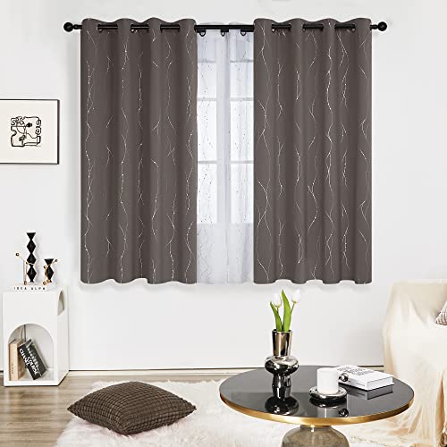 Living Room Curtains 63 Inches Long (Taupe/Wave Dots / 52"W x 63"L (Pack of 2))