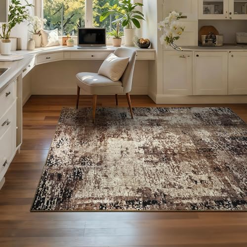 Entryway Rug 3x5 Brown Bedroom Area Rug Washable Non Slip Abstract Coffee Boho Rugs for Indoor Entry (Brown / 3' x 5' (Rectangular))