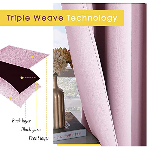 Blackout Draperies Curtains for Girls Room (Baby Pink / 42"W x 54"L (Pack of 2))