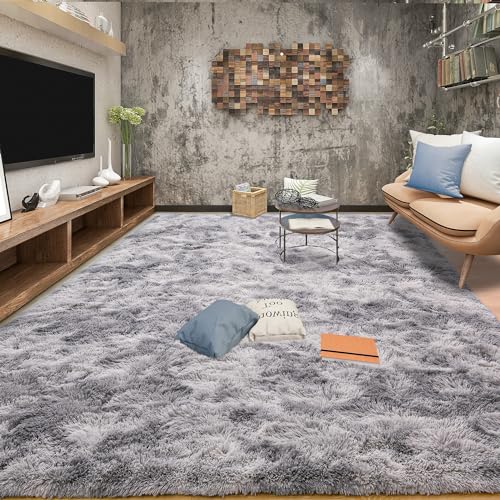 Area Rugs 9x12 for Living Room (Tie-dyed Light Grey / 9' X 12' (Rectangular))