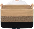 85L Large Woven Blanket Basket (Black Jute / X-Large(23.6"L x 15.7"W x 13.8"H))