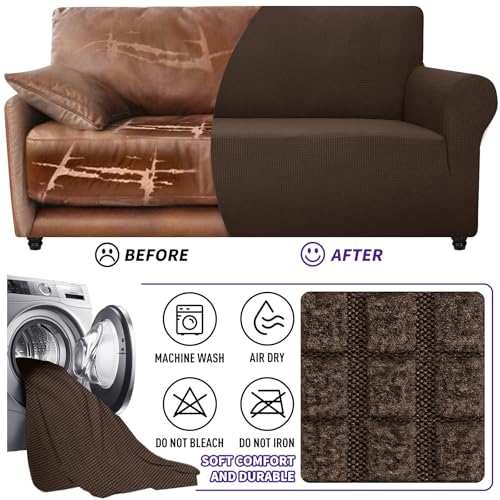 Stretch Oversized Couch Cover Universal Sofa Covers for Living Room Dogs Pet Furniture Protector Spandex Extra Large Sofa Slipcovers with Anti Slip Foam Sticks (Coffee / X-Large (92"-115"))