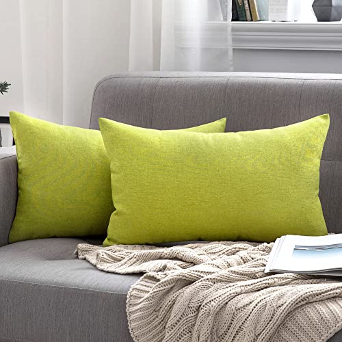 Decorative Outdoor Pillow Covers Lumbar Waterproof 12x20 Green (20" x 12" (Pack of 2) / Green)