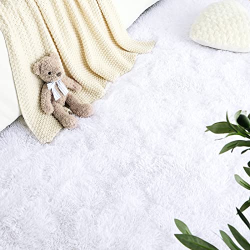 Area Rugs Fluffy Living Room Carpets for Kids Bedroom 5.3x7.5 (White / 5.3' x 7.5' (Rectangular))