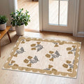Front Door Mat Outside Entrance (Flower - Beige / 2' x 3' (Rectangular))