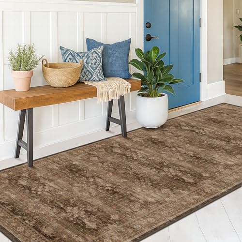 Washable 10ft Long Runners for Hallways (2'6" x 10' (Runner) / Brown)