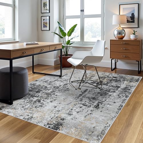 4x6 Area Rugs for Living Room Washable Bedroom Dining Room Black Grey Gold (Black Grey/Gold / 4' x 6' (Rectangular))