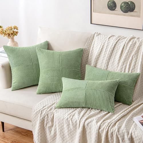 Sage Green Decorative Lumbar Throw Pillow Covers 12x20 Inch 2 Pack (20" x 12" (Pack of 2) / Sage Green)