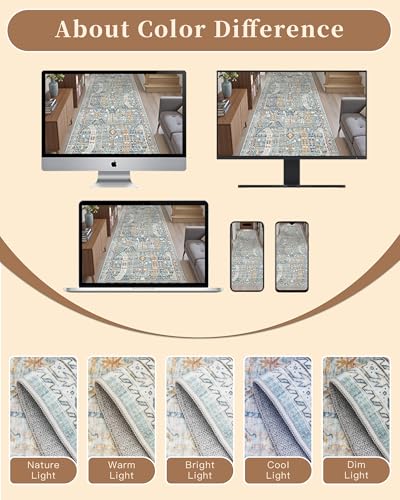 Washable Area Rug 2x3 Small Entryway Rugs Non (Blue/Gold / 2' x 3' (Rectangular))