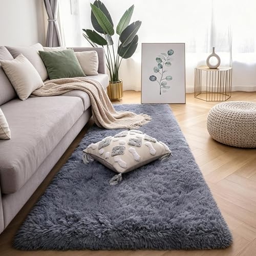 Grey Fluffy Shag Rug 2x6 (Grey (2 Pcs) / 2' x 6' (Rectangular))