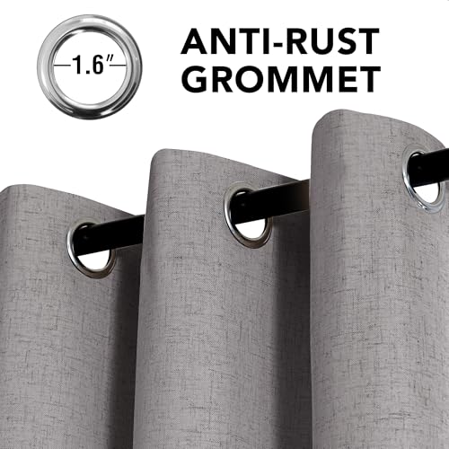 100% Blackout Linen Curtains 45" L 2 Panels Heathered Dove (Heathered Dove / 52"W x 45"L (Pack of 2))