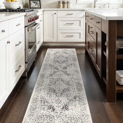2'6"x8 Washable Runner Rug (Distressed Grey / 2'6" x 8' (Runner))