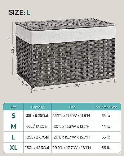 Woven Storage Basket with Lid (105 L / Gray)