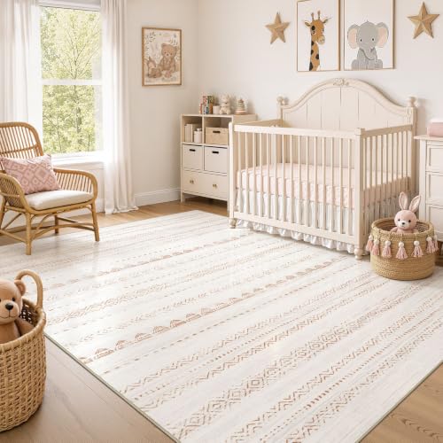 Boho 4x6 Area Rug Living Room Rugs Machine Washable Beige (Beige Brown / 4' X 6' (Rectangular))