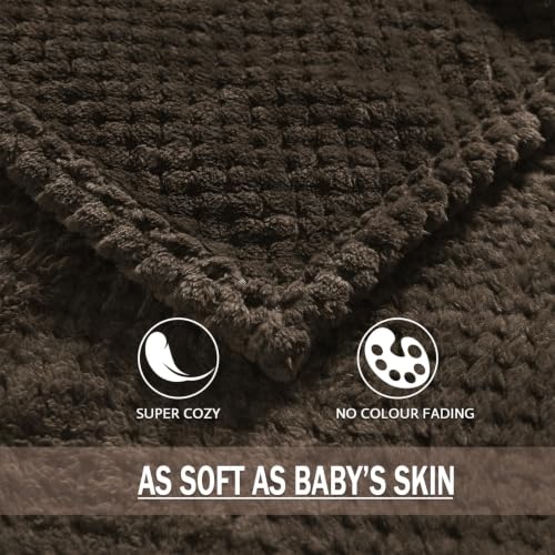 Large Waffle Fleece Throw Blanket for Couch (Coffee / 50x70 in)