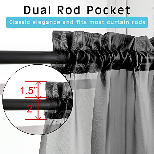 2 Panels Black Valance (Black / 42"W x 14"L (Pack of 2))