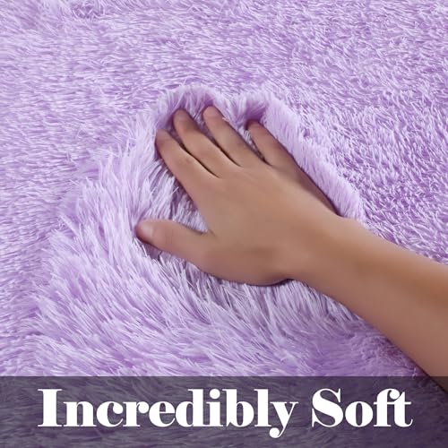 Purple Rugs for Living Room Bedroom (Light Purple / 5' x 8' (Rectangular))