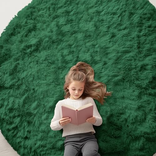 Dark Green Round Rugs for Bedroom (8 Ft Round / Dark Green)