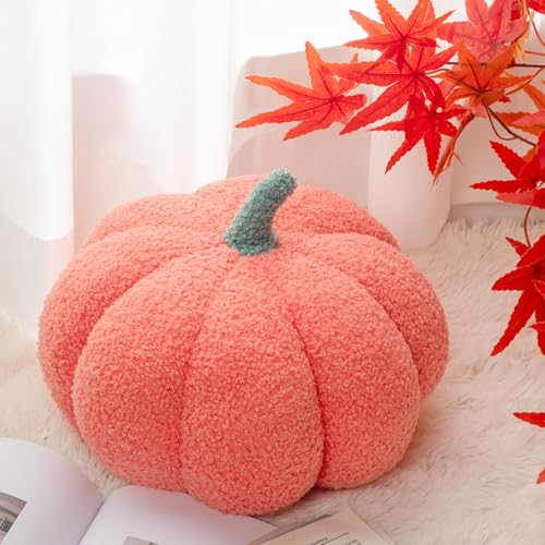 1 Pcs 3D Pumpkin Pillow Fall Decor Halloween Cushions (Pink)