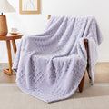 Purple Fleece Throw Blanket for Couch or Bed Waffle Pattern Decor (02-light Purple / Throw)