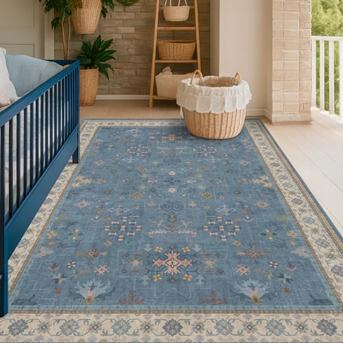 5x8 Rug for Living Room (5' x 8' (Rectangular) / Dusty Blue)