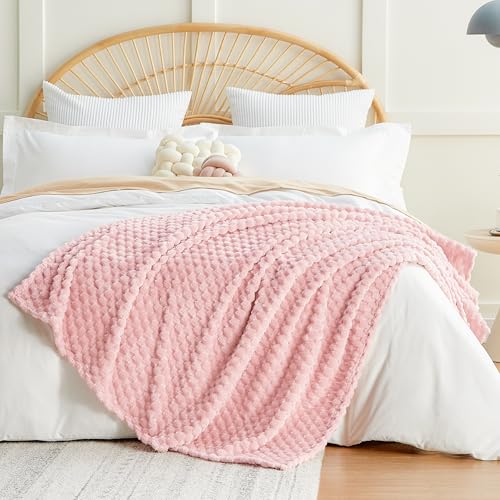 Turtle Shell Twin Size Throw Blanket Pink for Couch & Sofa (Pink / Twin)