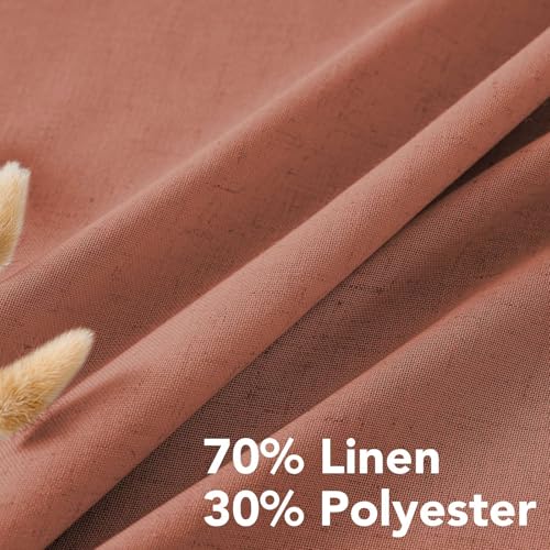 Living Room Linen Curtains Home Decorative Nickel Grommet Curtains Privacy Added Energy Saving Light Filtering Window Treatments Draperies for Bedroom (52"W x 63"L (Pack of 2) / Terracotta)