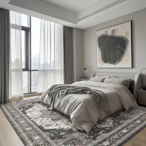 Dark Grey Rug 8x10 Area Rugs for Bedroom (Area Dark Grey / 8' x 10' (Rectangular))
