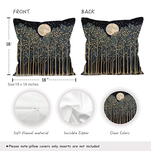 Rustic William Morris Night Moon Forest Green Decor Pillow Covers 18x18 Set of 2 (Forest-forest Moon -12 / 18" x 18" (Pack of 1))