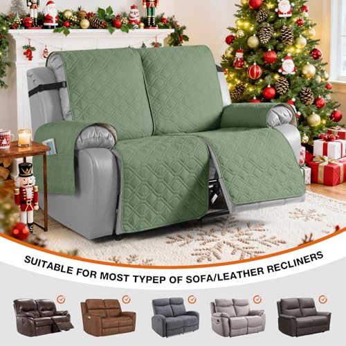 Waterproof Recliner Loveseat Covers Washable (Bean Green / 2 Seater)