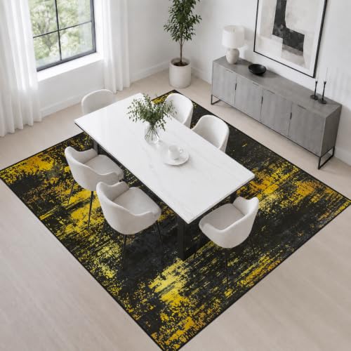 Area Rug Living Room (Dark Black Gold / 6' x 6' (Square))